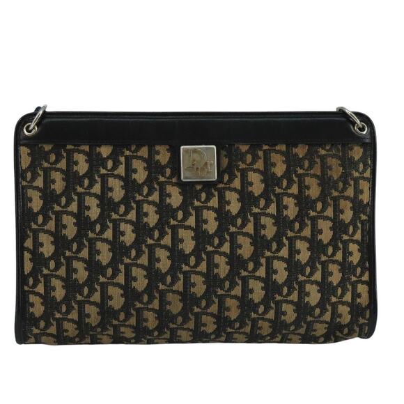 DIOR Trotter Canvas Shoulder Bag Navy Gold - Picture 2 of 12